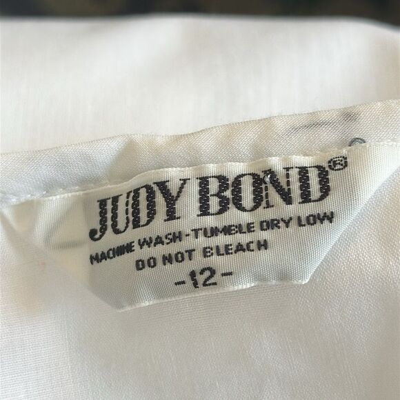 Vintage 60s/70s Judy Bond White Ruffled At Neck & Sleeves Eyelet Lace Blouse - Picture 7 of 8